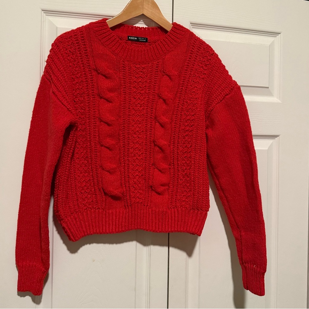 SHEIN Vibrant Red Knit Sweater M‎